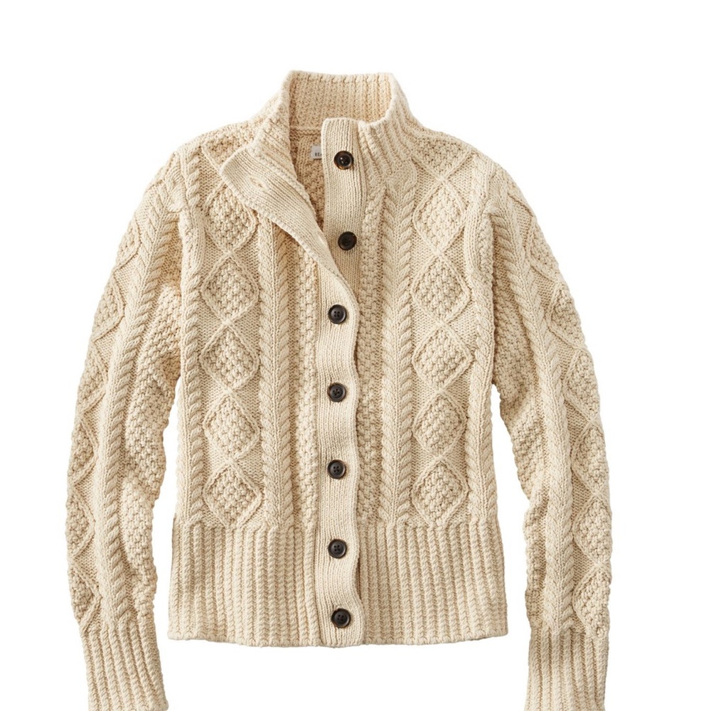 L.L. Bean Women’s Signature Cotton Fisherman Sweater Short Cardigan